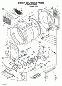 DRYER BULKHEAD PARTS Diagram and Parts List for WET3300SQ2  Whirlpool Washer Dryer Combo