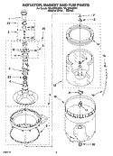 AGITATOR, BASKET AND TUB PARTS Diagram and Parts List for 7MLSR7533PT1  Whirlpool Washer