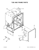 TUB AND FRAME PARTS Diagram and Parts List for WDF730PAYB4  Whirlpool Dishwasher