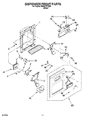 DISPENSER FRONT PARTS Diagram and Parts List for RS25CFXTQ00  Roper Refrigerator