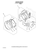 DOOR PARTS Diagram and Parts List for WED96HEYW0  Whirlpool Dryer