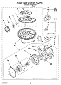 PUMP AND MOTOR PARTS Diagram and Parts List for RUD8050SD1  Roper Dishwasher