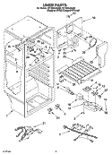 LINER PARTS Diagram and Parts List for RT18VKXKQ00  Roper Refrigerator