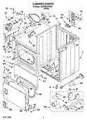 CABINET PARTS Diagram and Parts List for 3XWED5705SW0  Whirlpool Dryer
