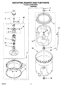 AGITATOR, BASKET AND TUB PARTS Diagram and Parts List for 6ALSQ8000MW3  Whirlpool Washer