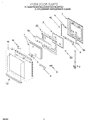 OVEN DOOR Diagram and Parts List for RBD306PDB4  Whirlpool Wall Oven