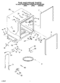 TUB AND FRAME Diagram and Parts List for GU2300XTKQ0  Whirlpool Dishwasher