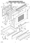 DOOR AND DRAWER Diagram and Parts List for KGST307HBT9  KitchenAid Range