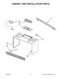 CABINET AND INSTALLATION PARTS Diagram and Parts List for WMH2175XVS7  Whirlpool Microwave