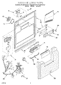 DOOR AND LATCH Diagram and Parts List for KUDM24SEWH2  KitchenAid Dishwasher