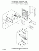 DISPENSER FRONT PARTS Diagram and Parts List for KFXS25RYBL0  KitchenAid Refrigerator