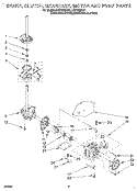 BRAKE, CLUTCH, GEARCASE, MOTOR & PUMP Diagram and Parts List for LST7233DQ1  Whirlpool Washer