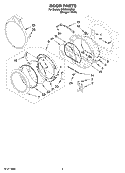 DOOR PARTS, OPTIONAL PARTS (NOT INCLUDED) Diagram and Parts List for WGD9200SQ0  Whirlpool Dryer