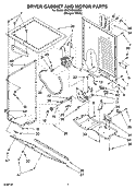 DRYER CABINET AND MOTOR PARTS Diagram and Parts List for BYCWD6274W3  Crosley Washer Dryer Combo