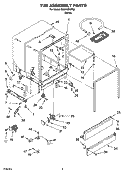 TUB ASSEMBLY PARTS Diagram and Parts List for DU811SWPQ3  Whirlpool Dishwasher