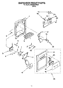 DISPENSER FRONT PARTS Diagram and Parts List for 6GD2SHQXKB02  Whirlpool Refrigerator