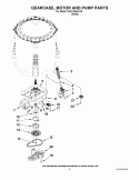 GEARCASE, MOTOR AND PUMP PARTS Diagram and Parts List for CAW12444XW0  Whirlpool Washer
