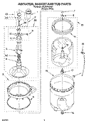 AGITATOR, BASKET AND TUB PARTS Diagram and Parts List for 2DLSQ7533JQ4  Whirlpool Washer