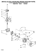 BRAKE, CLUTCH, GEARCASE, MOTOR AND PUMP PARTS Diagram and Parts List for 7MLSQ8545PT0  Whirlpool Washer