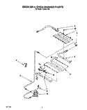 BROILER & OVEN BURNER Diagram and Parts List for FGS387YW0  Roper Range