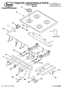 COOKTOP AND MANIFOLD, LITERATURE Diagram and Parts List for FGP210EN5  Roper Range