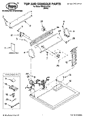 TOP AND CONSOLE PARTS Diagram and Parts List for REX3614PW2  Roper Dryer