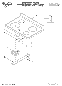COOKTOP, LITERATURE Diagram and Parts List for RF378LXKT0  Whirlpool Range