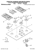 COOKTOP, BURNER AND GRATE PARTS Diagram and Parts List for KGCC506RWW00  KitchenAid Cooktop