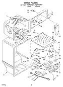LINER Diagram and Parts List for ET9FTKXKT01  Whirlpool Refrigerator