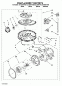 PUMP AND MOTOR PARTS Diagram and Parts List for DU1300XTVQ0  Whirlpool Dishwasher