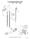 FILL, DRAIN AND OVERFILL PARTS Diagram and Parts List for WDF530PLYB2  Whirlpool Dishwasher