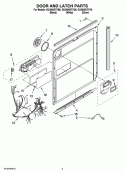 DOOR AND LATCH PARTS Diagram and Parts List for GU3600XTVQ0  Whirlpool Dishwasher