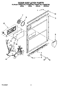 DOOR AND LATCH PARTS Diagram and Parts List for KUDS03FTBT2  KitchenAid Dishwasher