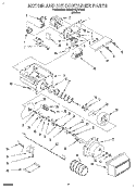 MOTOR AND ICE CONTAINER Diagram and Parts List for 6ED22DQXBW00  Whirlpool Refrigerator