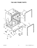 TUB AND FRAME PARTS Diagram and Parts List for WDF780SLYB2  Whirlpool Dishwasher