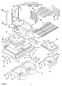 SHELF Diagram and Parts List for KTRS19MDWH03  KitchenAid Refrigerator