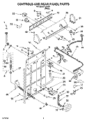 CONTROLS AND REAR PANEL PARTS Diagram and Parts List for IL44000  Inglis Washer