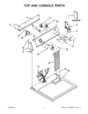 TOP AND CONSOLE PARTS Diagram and Parts List for YWED4800XQ2  Whirlpool Dryer