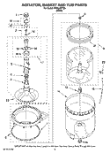 AGITATOR, BASKET AND TUB PARTS Diagram and Parts List for HTW4400TQ0  Whirlpool Washer