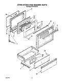OVEN DOOR AND DRAWER Diagram and Parts List for SF370PEWN2  Whirlpool Range