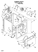 CABINET PARTS Diagram and Parts List for LER5644PQ1  Whirlpool Dryer