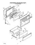 OVEN DOOR AND DRAWER Diagram and Parts List for SF365BEWN0  Whirlpool Range