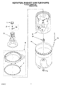 AGITATOR, BASKET AND TUB Diagram and Parts List for LSR5101LQ0  Whirlpool Washer