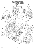 BULKHEAD PARTS Diagram and Parts List for LEQ9858PG0  Whirlpool Dryer