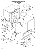 TUB ASSEMBLY Diagram and Parts List for DU840SWKX0  Whirlpool Dishwasher