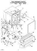 TUB ASSEMBLY Diagram and Parts List for DUL200PKB0  Whirlpool Dishwasher