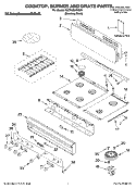COOKTOP, BURNER AND GRATE PARTS Diagram and Parts List for KGCP483KSS01  KitchenAid Cooktop