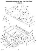 BURNER BOX, GAS VALVES AND SWITCHES Diagram and Parts List for KDRP463LSS0  KitchenAid Range