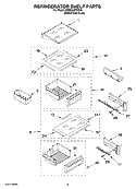 REFRIGERATOR SHELF PARTS Diagram and Parts List for KSSO48FMX03  KitchenAid Refrigerator