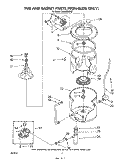 TUB AND BASKET (NON SUDS ONLY) Diagram and Parts List for LA5805XPW1  Whirlpool Washer